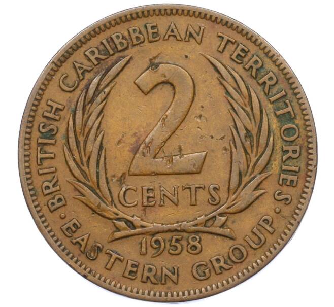 Монета 2 цента 1958 года Британские Восточные Карибы (Артикул K12-19783)