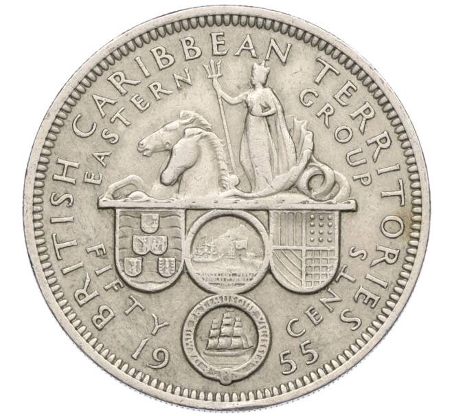 Монета 50 центов 1955 года Британские Восточные Карибы (Артикул K12-19791)