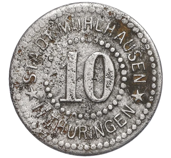 Монета 10 пфеннигов 1917 года Германия — город Мюльхаузен (Нотгельд) (Артикул K12-19694)