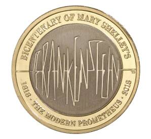 2 фунта 2018 года Великобритания «200 лет публикации Франкенштейна» — Фото №1