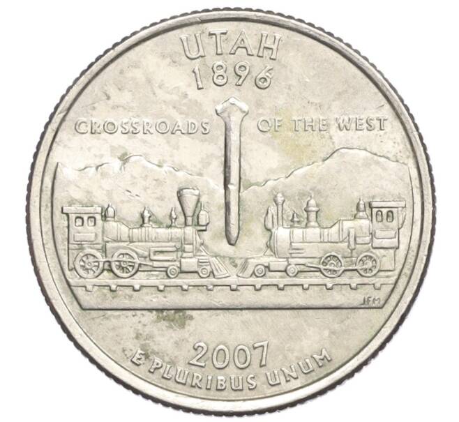 Монета 1/4 доллара (25 центов) 2007 года P США «Штаты и территории — Штат Юта» (Артикул K12-20041)