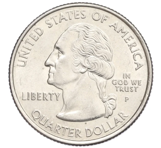 Монета 1/4 доллара (25 центов) 2002 года P США «Штаты и территории — Индиана» (Артикул K12-20046)