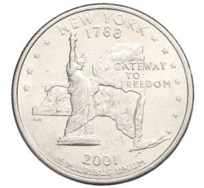1/4 доллара (25 центов) 2001 года D США «Штаты и территории — Нью-Йорк»
