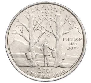 1/4 доллара (25 центов) 2001 года D США «Штаты и территории — Вермонт»