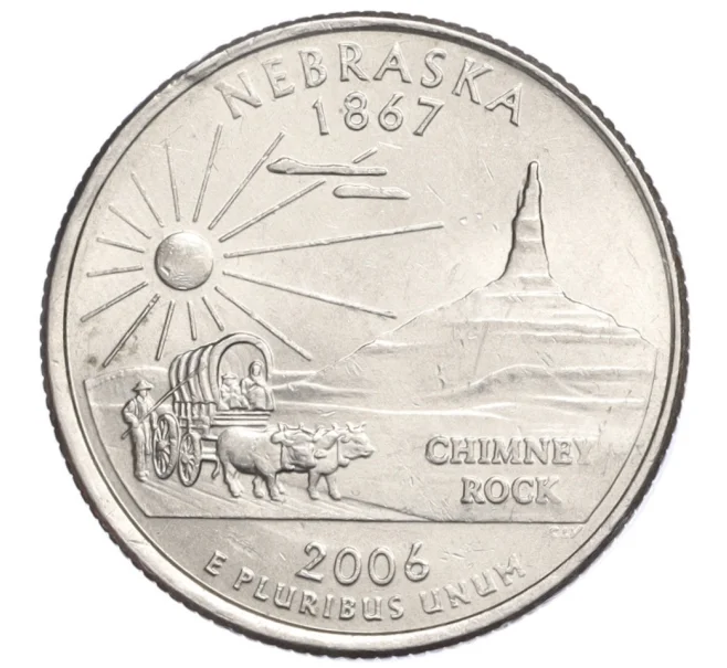 Монета 1/4 доллара (25 центов) 2006 года P США «Штаты и территории — Небраска» (Артикул K12-20058)