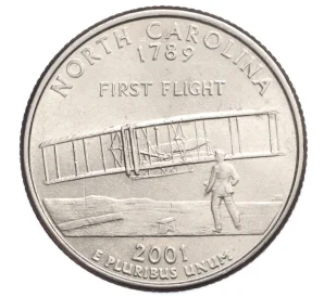 1/4 доллара (25 центов) 2001 года P США «Штаты и территории — Северная Каролина»