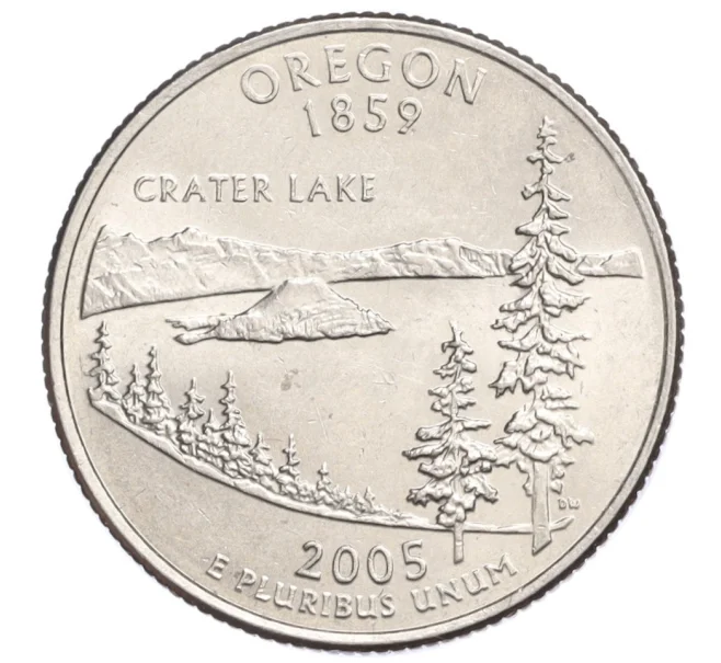 Монета 1/4 доллара (25 центов) 2005 года D США «Штаты и территории — Орегон» (Артикул K12-20062)