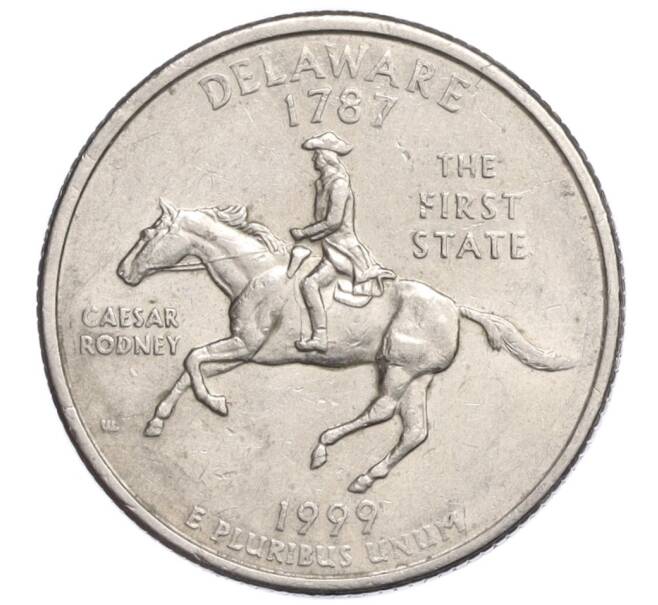 Монета 1/4 доллара (25 центов) 1999 года D США «Штаты и территории — Делавер» (Артикул K12-20068)