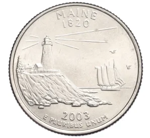 1/4 доллара (25 центов) 2003 года D США «Штаты и территории — Штат Мэн»