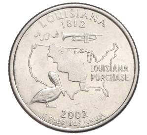 1/4 доллара (25 центов) 2002 года D США «Штаты и территории — Луизиана»