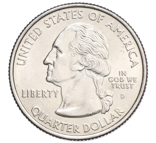 Монета 1/4 доллара (25 центов) 2007 года D США «Штаты и территории — Вайоминг» (Артикул K12-20074)
