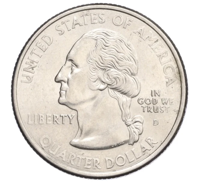 Монета 1/4 доллара (25 центов) 2002 года D США «Штаты и территории — Штат Миссисипи» (Артикул K12-20075)