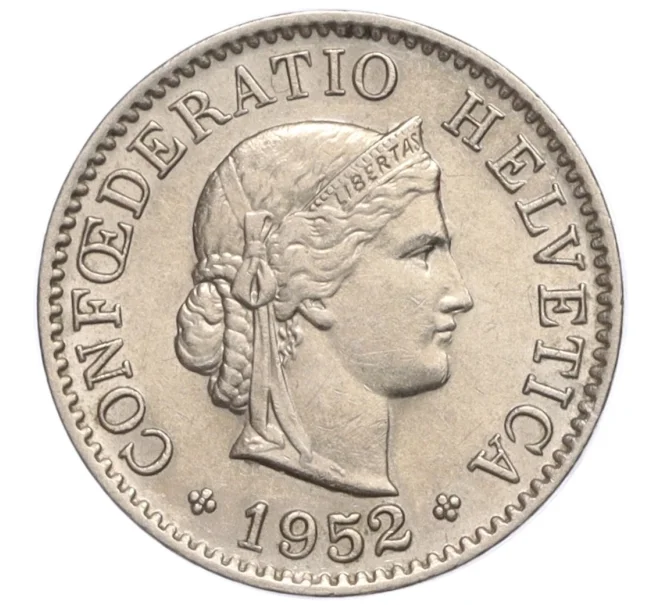 Монета 5 раппенов 1952 года Швейцария (Артикул K12-20193)