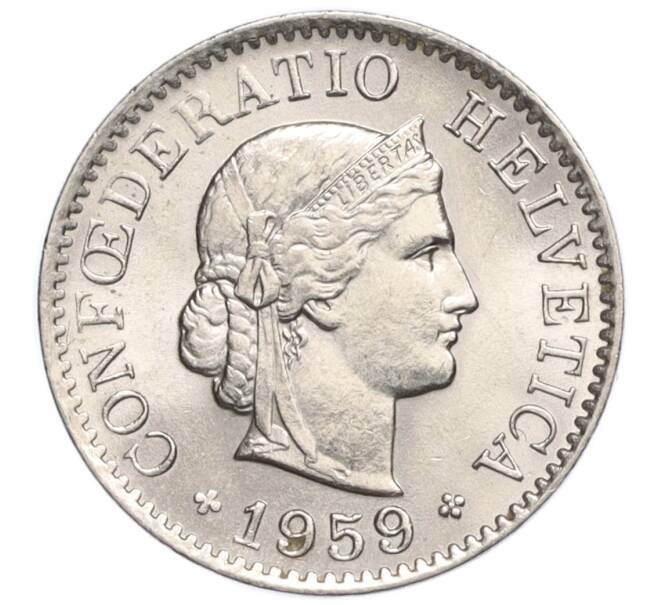 Монета 5 раппенов 1959 года Швейцария (Артикул: K12-20195) — Фото №1