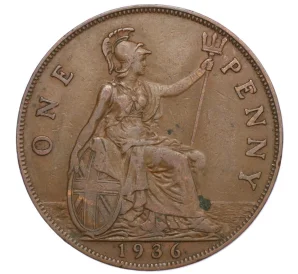 1 пенни 1936 года Великобритания