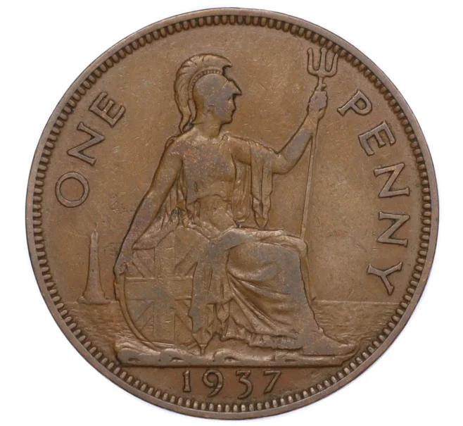 Монета 1 пенни 1937 года Великобритания (Артикул K12-20205)
