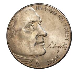 5 центов 2005 года Р США «200 лет экспедиции Льюиса и Кларка — Бизон» — Фото №2