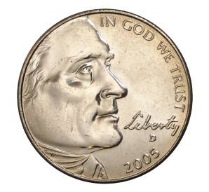 5 центов 2005 года D США «200 лет экспедиции Льюиса и Кларка — Бизон» — Фото №2