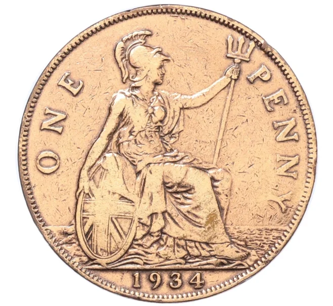Монета 1 пенни 1934 года Великобритания (Артикул K12-20240)