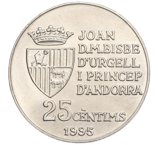 Монета 25 сантимов 1995 года Андорра «50 лет Продовольственной программе (ФАО)» (Артикул K1-5316)