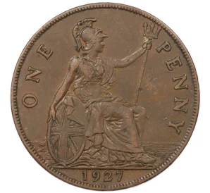 1 пенни 1927 года Великобритания