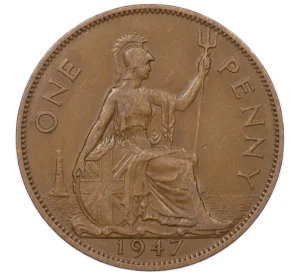1 пенни 1947 года Великобритания