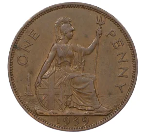 1 пенни 1939 года Великобритания