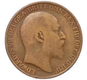 1 пенни 1908 года Великобритания