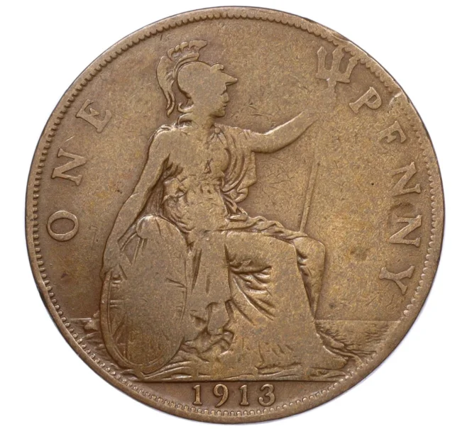 Монета 1 пенни 1913 года Великобритания (Артикул K12-20444)