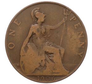 1 пенни 1906 года Великобритания