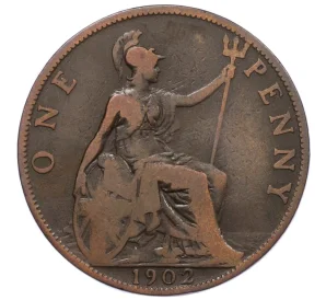 1 пенни 1902 года Великобритания