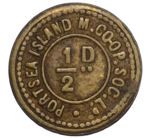 Монетовидный жетон на 1/2 пенни город Китли Великобритания