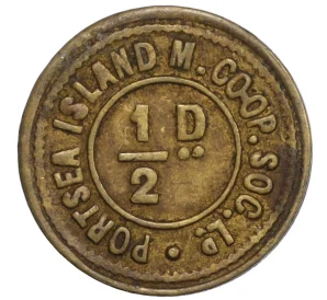 Монетовидный жетон на 1/2 пенни город Китли Великобритания