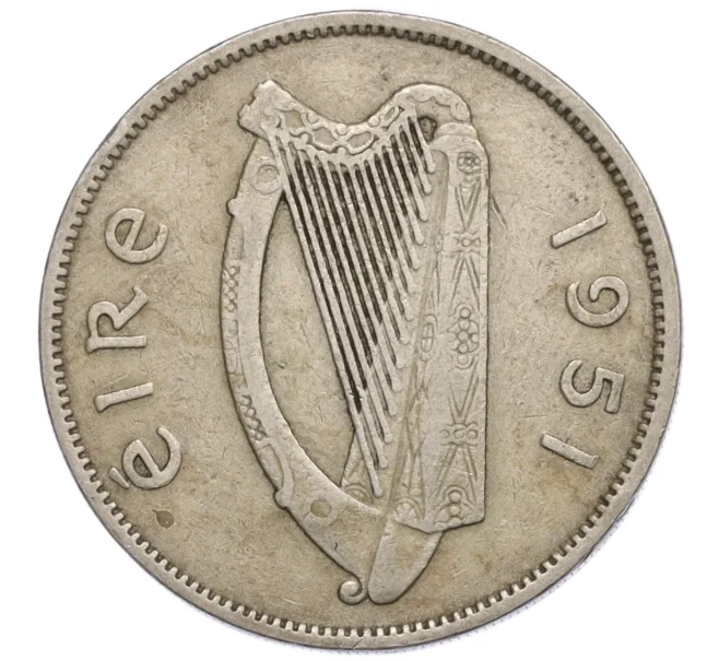Монета 2 шиллинга (флорин) 1951 года Ирландия (Артикул K12-20593)