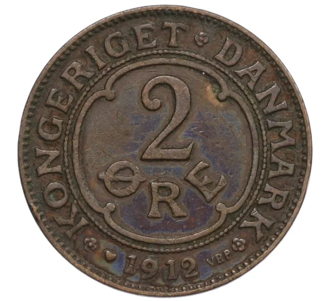 Монета 2 эре 1912 года Дания (Артикул K12-20728)
