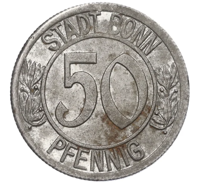 Монета 50 пфеннигов 1920 года Германия — город Бонн «Бетховен» (Нотгельд) (Артикул K12-20986)