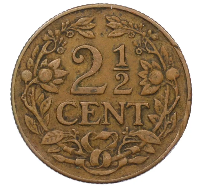 Монета 2 1/2 цента 1944 года Кюрасао (Артикул K12-21026)