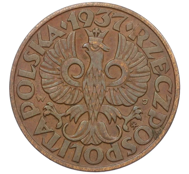 Монета 5 грошей 1937 года Польша (Артикул K12-21033)