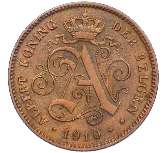 Монета 2 сантима 1910 года Бельгия (Артикул K12-21044)