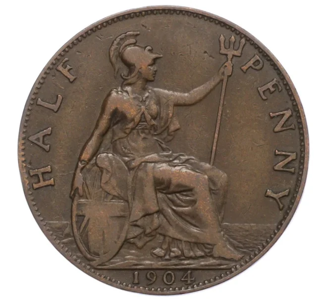Монета 1/2 пенни 1904 года Великобритания (Артикул K12-21130)