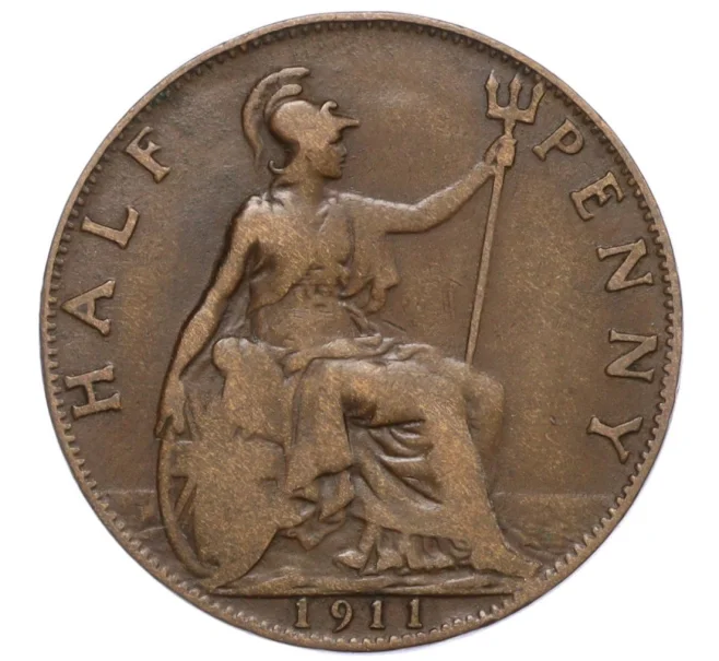 Монета 1/2 пенни 1911 года Великобритания (Артикул K12-21145)