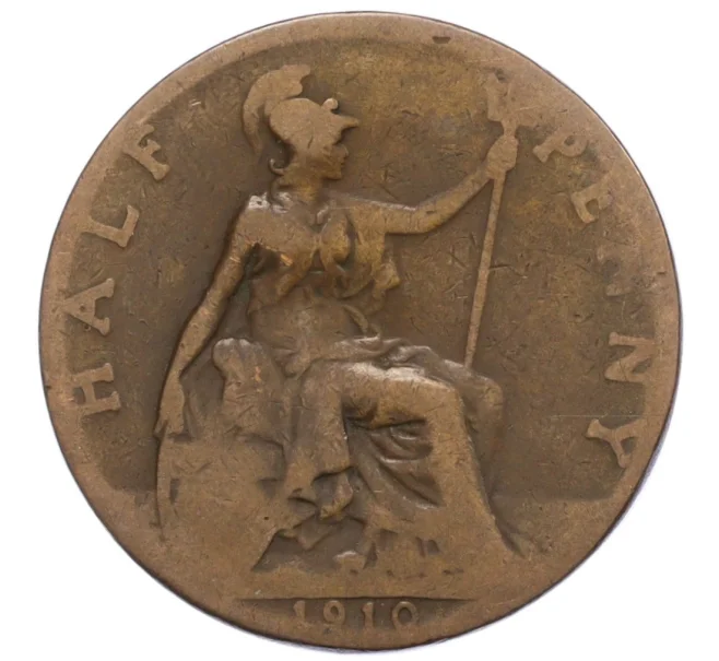 Монета 1/2 пенни 1910 года Великобритания (Артикул K12-21149)