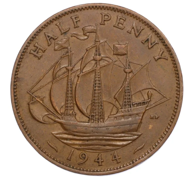 Монета 1/2 пенни 1944 года Великобритания (Артикул K12-21229)