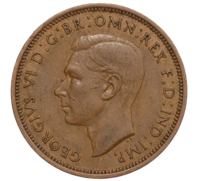 Монета 1/2 пенни 1944 года Великобритания (Артикул K12-21229)