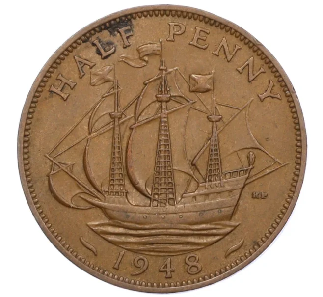 Монета 1/2 пенни 1948 года Великобритания (Артикул K12-21296)