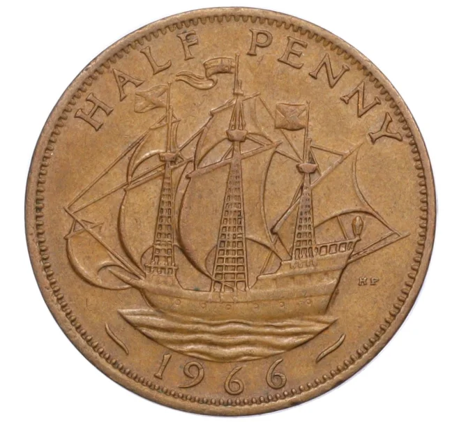 Монета 1/2 пенни 1966 года Великобритания (Артикул K12-21310)