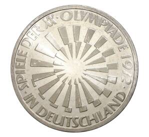 10 марок 1972 года F Германия «Олимпиада в Мюнхене — Эмблема» (с надписью In Deutschland) — Фото №1