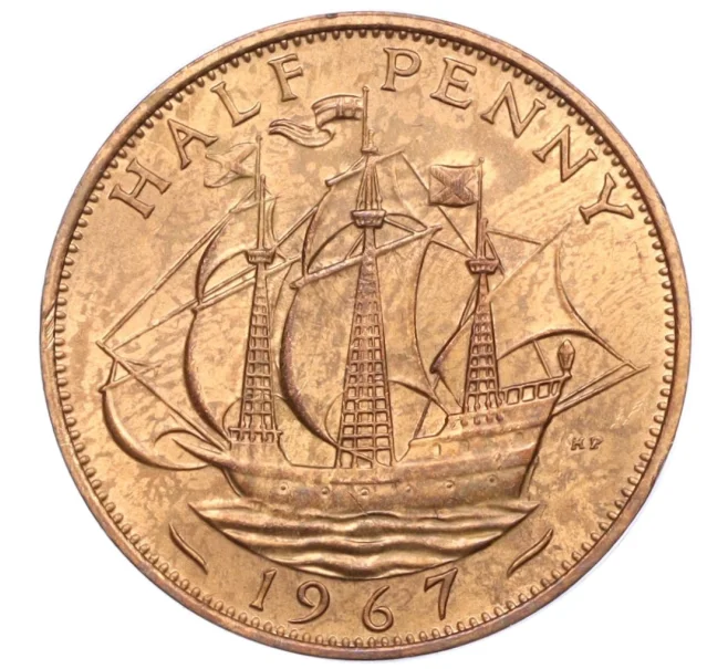 Монета 1/2 пенни 1967 года Великобритания (Артикул K12-21319)