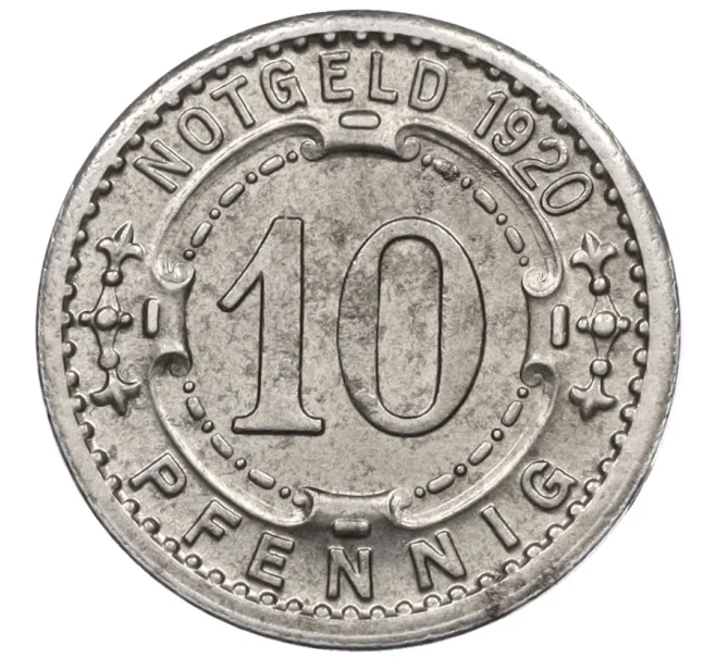 Монета 10 пфеннигов 1920 года Германия — город Менден (Нотгельд) (Артикул K12-21550)