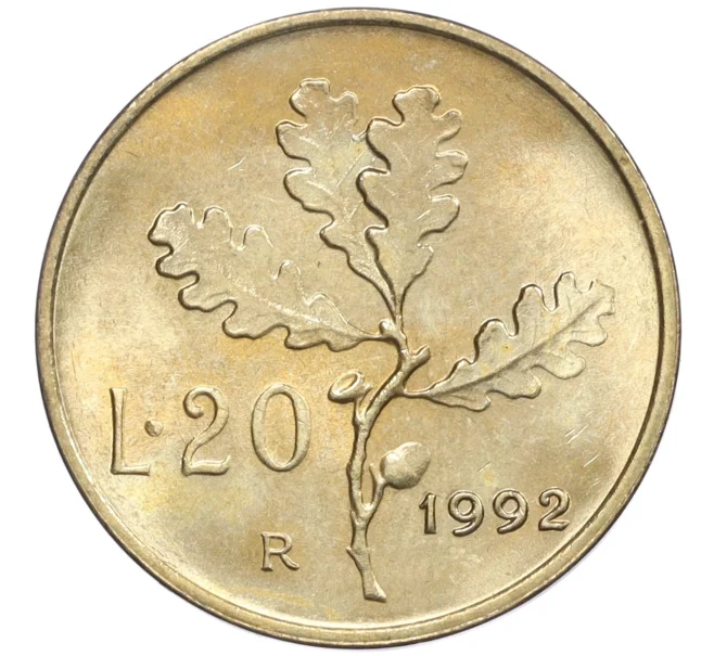 Монета 20 лир 1992 года Италия (Артикул K12-21486)